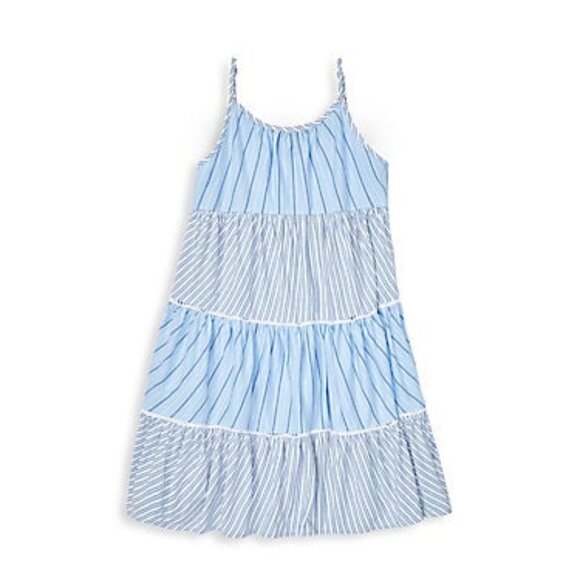 Ralph Lauren Little Girl's & Girl's Tiered Cotton Dress,Blue White 12 - Picture 1 of 1